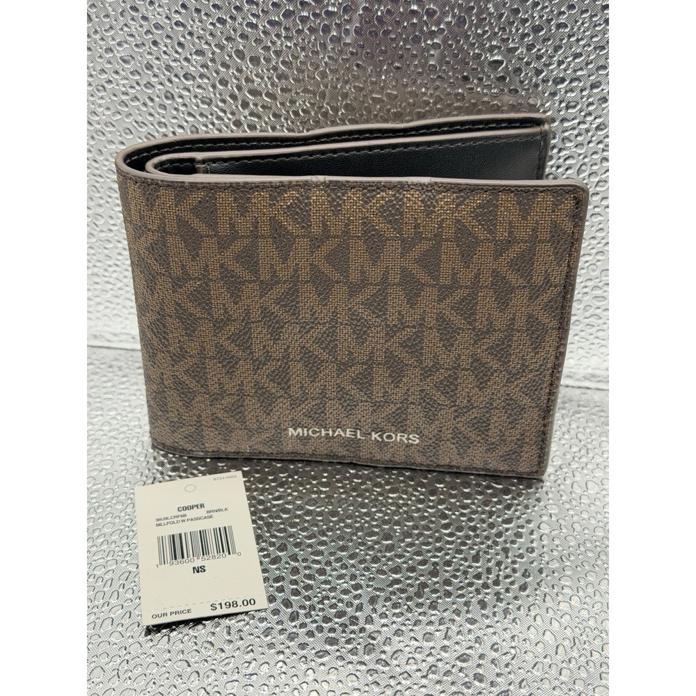 MICHAEL KORS MENS WALLET Cooper Billfold Brown Wallet ONLY